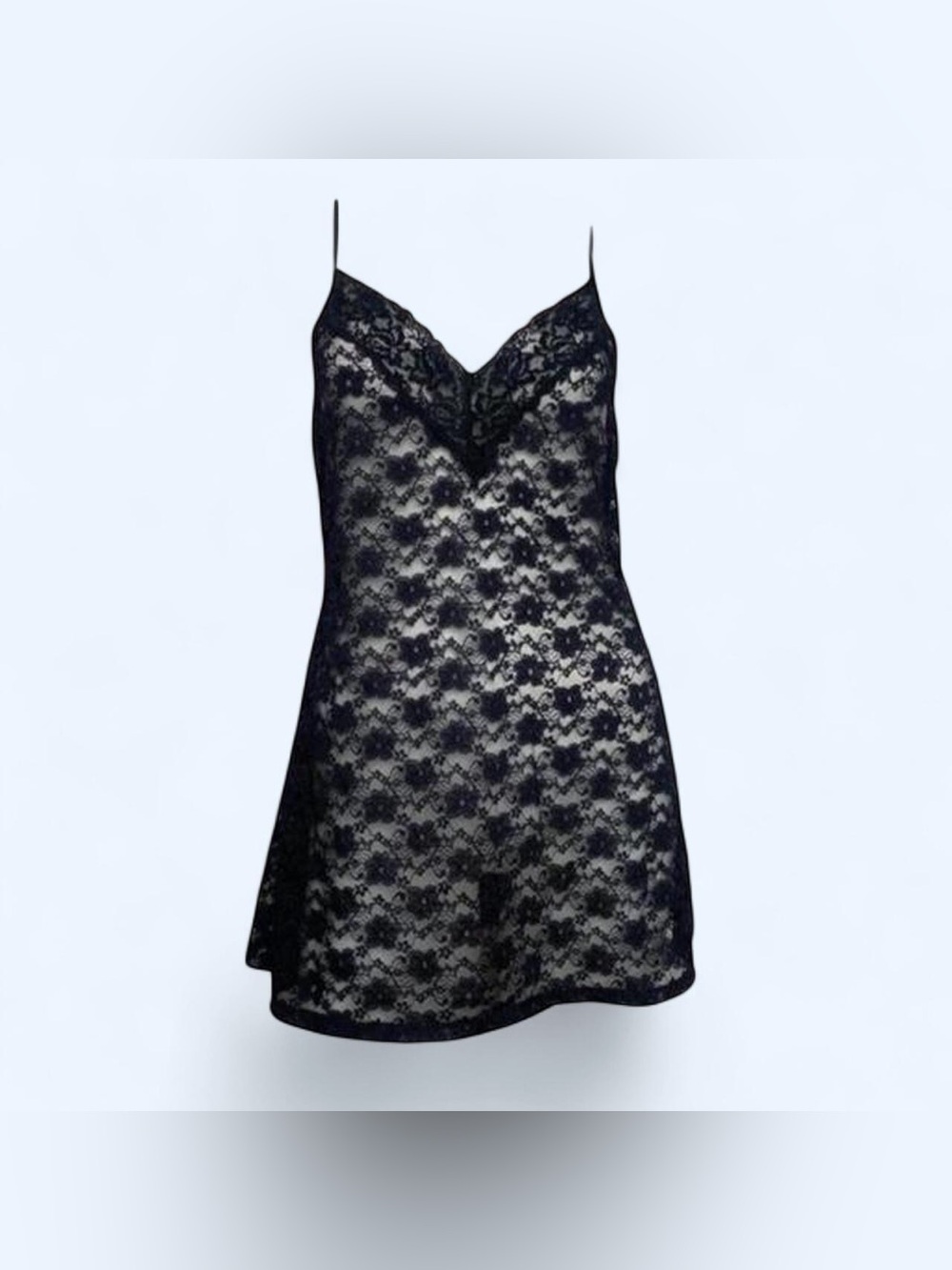 Vintage black floral lace slip‎